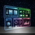 Interface displaying multiple digital panels with glowing outlines Royalty Free Stock Photo