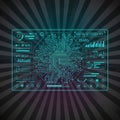 Interface featuring a glowing blue circuit board pattern resembling Royalty Free Stock Photo