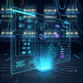 Interface with glowing holographic elements displaying various Royalty Free Stock Photo