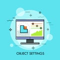 Interface of graphic editor program with graph and sliders displayed on computer screen. Digital image editing, object