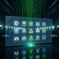 Interface with icons related to data management cloud computing and Royalty Free Stock Photo