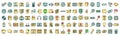 Interface icons set vector color line Royalty Free Stock Photo