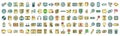 Interface icons set vector color line Royalty Free Stock Photo