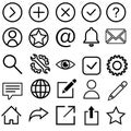 Interface icons vector set, linear style, isolated vectors Royalty Free Stock Photo