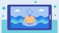 An interface illustrating a virtual guru providing calming quotes and wisdom framed by gentle waves that mimic breathing Royalty Free Stock Photo