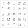 25 Interface Line Icon Set of modern symbols on bank, form, conveyor, estate, contract
