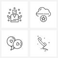 4 Interface Line Icon Set of modern symbols on circus, balloons, best, service, valentine