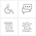 4 Interface Line Icon Set of modern symbols on disability, business, handicap, ui, finance