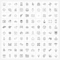 100 Interface Line Icon Set of modern symbols on file type, building, cloud, house, door