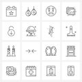 16 Interface Line Icon Set of modern symbols on open, png, wedding, image, emoji