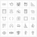 25 Interface Line Icon Set of modern symbols on tools, angle, news, internet, web layout