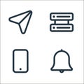 interface line icons. linear set. quality vector line set such as bell, smartphone, server