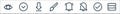 Interface line icons. linear set. quality vector line set such as database, complete, mute, notification, brush, download, down