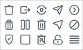 Interface line icons. linear set. quality vector line set such as menu, trash, security, unlock, square, trash, send, cursor,