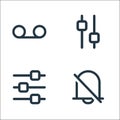 Interface line icons. linear set. quality vector line set such as mute, equalizer, setting