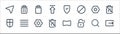 Interface line icons. linear set. quality vector line set such as transfer, unlock, trash, shield, settings, trash, security,