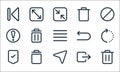 Interface line icons. linear set. quality vector line set such as trash, send, security, transfer, trash, warning, undo, trash,