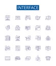 Interface line icons signs set. Design collection of Interface, Graphical, User, GUI, Toolkit, Software, Network Royalty Free Stock Photo
