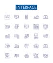 Interface line icons signs set. Design collection of Interface, Graphical, User, GUI, Toolkit, Software, Network Royalty Free Stock Photo