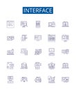 Interface line icons signs set. Design collection of Interface, Graphical, User, GUI, Toolkit, Software, Network