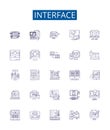 Interface line icons signs set. Design collection of Interface, Graphical, User, GUI, Toolkit, Software, Network Royalty Free Stock Photo