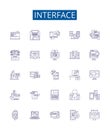 Interface line icons signs set. Design collection of Interface, Graphical, User, GUI, Toolkit, Software, Network Royalty Free Stock Photo