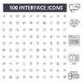 Interface line icons, signs, vector set, outline illustration concept