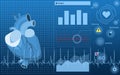 Interface of medical application cardiological diagnostic, illustration