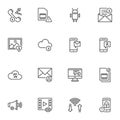 Interface notification line icons set Royalty Free Stock Photo