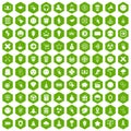 100 interface pictogram icons hexagon green