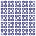 100 interface pictogram icons hexagon purple