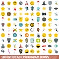 100 interface pictogram icons set, flat style Royalty Free Stock Photo