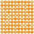100 interface pictogram icons set orange