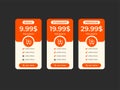 Interface for the site. UI UX vector banner for web app. Pricing Table Template with Three Plan Type. Pricing table, banner Royalty Free Stock Photo