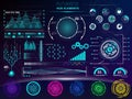 Interface vector interfaced spacepanel and hud dashboard futuristicwith interfacing hologram technology on digital bar Royalty Free Stock Photo