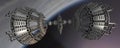 Intergalactic station- 3D rendered color virtual generative scene Royalty Free Stock Photo