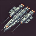 Intergalactic Warship Pixel Art Royalty Free Stock Photo