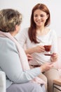 Intergenerational friendship between grandma and granddaughter Royalty Free Stock Photo