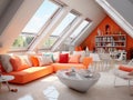 interier of a cozy attic with a modern and elegant design