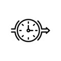 Black line icon for Interim, time and clock