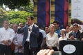 Interim President of Venezuela Juan GuaidÃÂ³ speaking at a Town meeting in Caracas