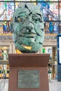 interior of the Abando Idalecio Prieto railway station, highlighting a bust in his honor