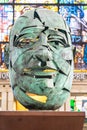 interior of the Abando Idalecio Prieto railway station, highlighting a bust in his honor