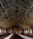 Interior of abandoned barn with beautiful wooden Royalty Free Stock Photo