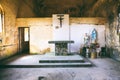 Interior of Abandoned christian church on top of Bokor mountain in Preah Monivong national park, Kampot, Cambodia Royalty Free Stock Photo