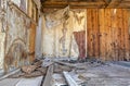 The interior of an abandoned shack at a mining ghost town in the desert of Nevada, USA Royalty Free Stock Photo