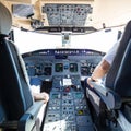 Interior of airplane cockpit. Royalty Free Stock Photo