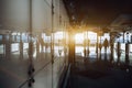 Interior of airport with people silhouettes Royalty Free Stock Photo