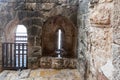 Interior of Ajloun Castle, also known as Qalat ar-Rabad, is a 12th-century Muslim castle situated in northwestern Jordan, near to Royalty Free Stock Photo