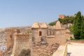 Interior of the Alcazaba of Almeria Muslim fortification in summer with blue sky. Almeria, Andalusia, Spain Royalty Free Stock Photo